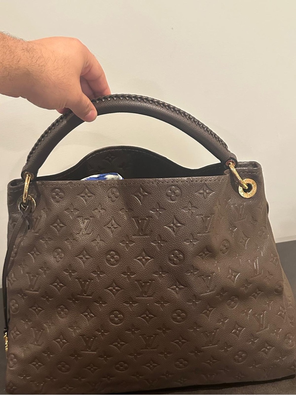 Louis Vuitton Brown Monogram Leather Shoulder Bag with Gold Hardware